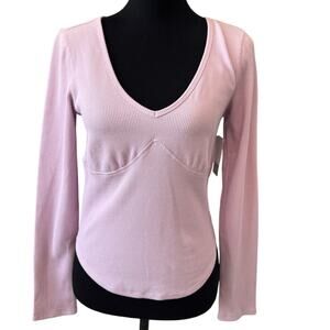 New BP. NORDSTROM Purple Long Sleeve V-Neck Ribbed Pullover T-Shirt Size M